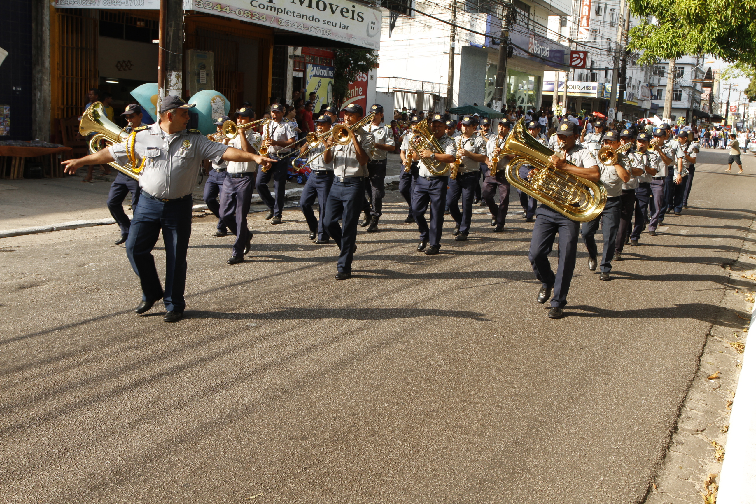 2017.09.05 – PA – Belém – Brasil: Dia da Raça – Secretaria Municipal de Saúde realiza desfile do Dia da Raça para Escolas Municipais. Banda da Guarda Municipal de Belém. Foto: Oswaldo Forte.
